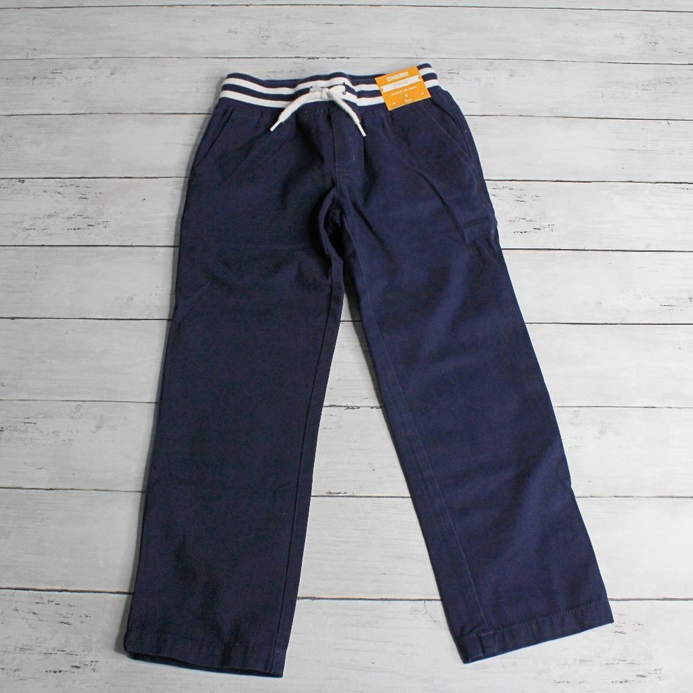 Gymboree Boy's Casual Pull on Pants Size 5 Stretch Rib Elastic Waist Navy